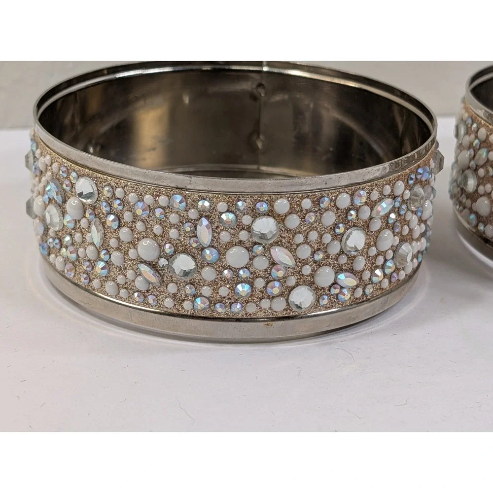 Bath and Body Works Pearls & Gems Candle Holder  3-Wick Sleeve & Glass Holder X2